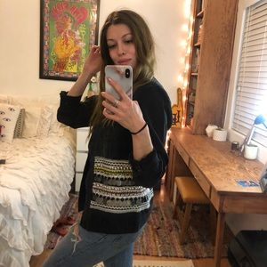 Boho embellished denim jacket